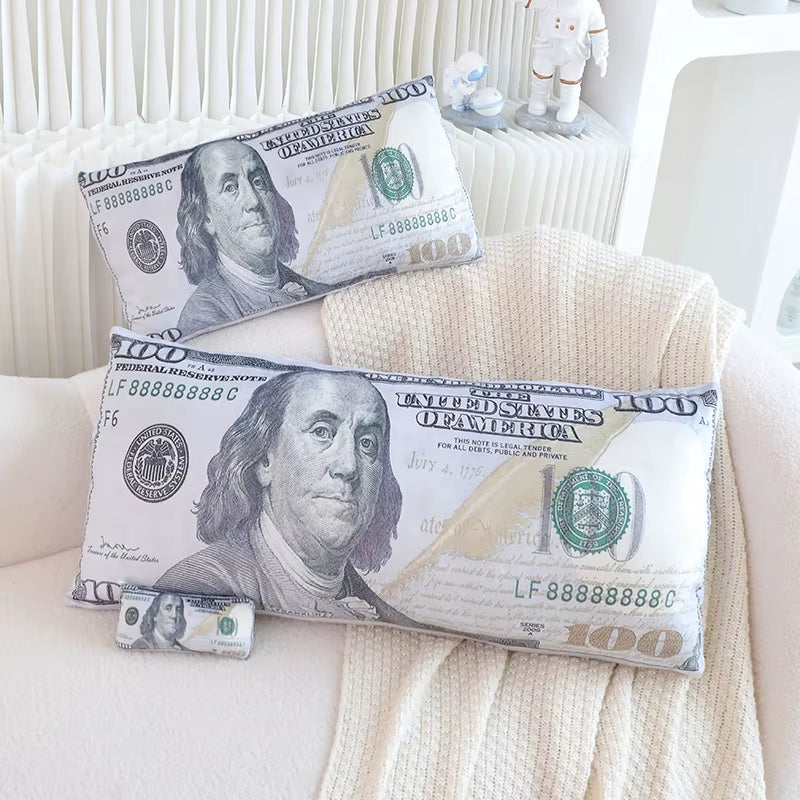 Two Sizes U.S. Dollar Plush Pillow Stuffed Currency Long Cushion Sleeping Bolster Head Support Plushie Present