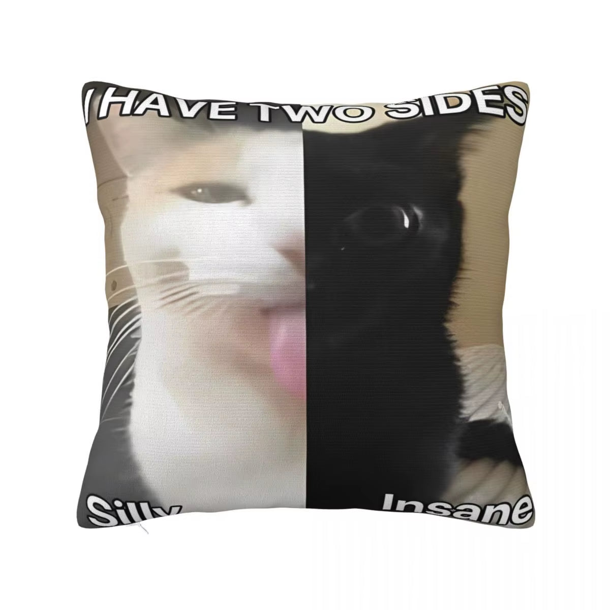 Unleash the Crazy Cat Vibes with Our Hilarious Two-Sided Silly Insane Cat Meme Pillow Cover - Perfect for Any Home Décor!