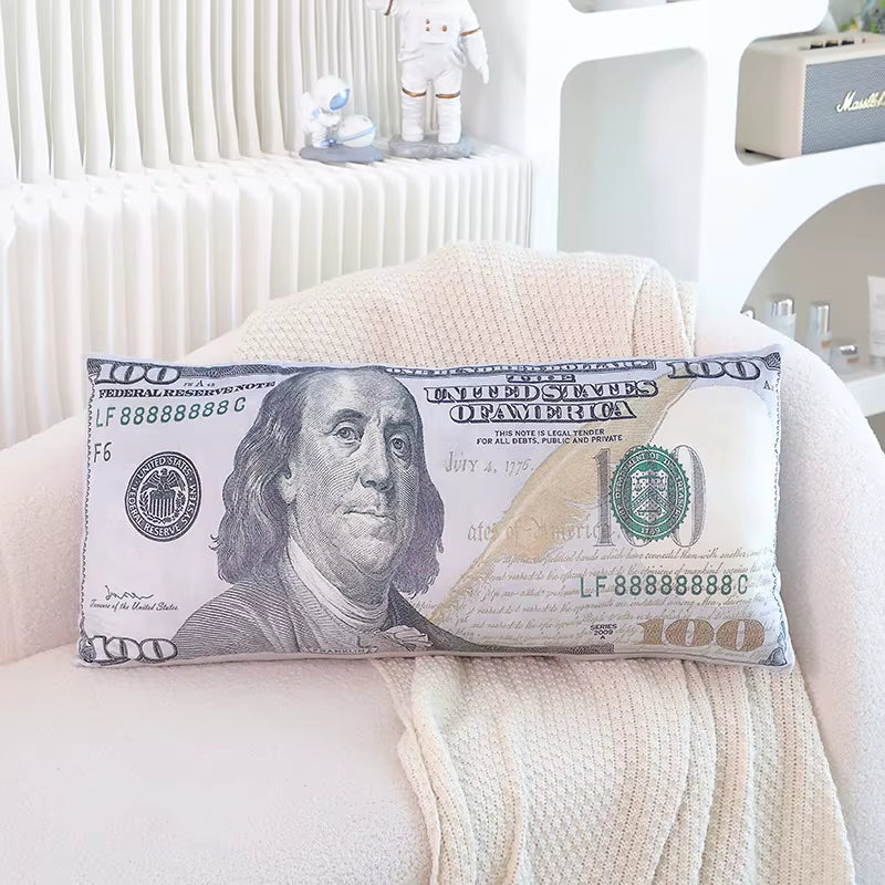 Two Sizes U.S. Dollar Plush Pillow Stuffed Currency Long Cushion Sleeping Bolster Head Support Plushie Present