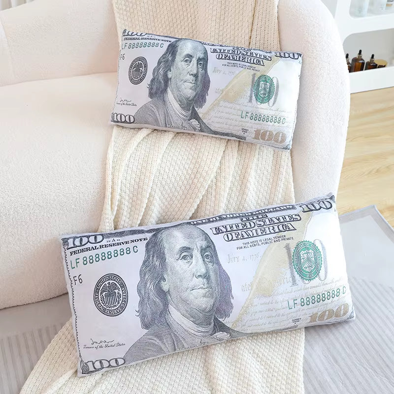Two Sizes U.S. Dollar Plush Pillow Stuffed Currency Long Cushion Sleeping Bolster Head Support Plushie Present