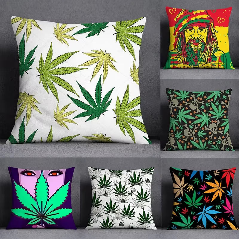 45*45 Cm Bob Weed Asaba ASABA Theme Pillow Set Decoration Green Leaf Throw as Home Box