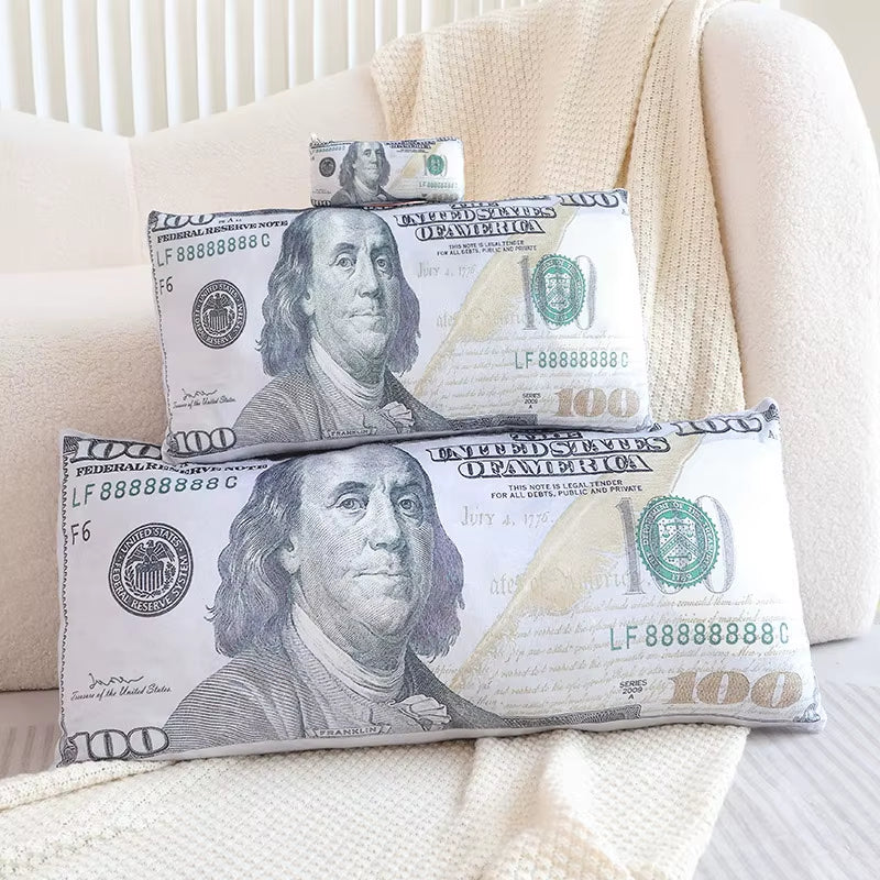 Two Sizes U.S. Dollar Plush Pillow Stuffed Currency Long Cushion Sleeping Bolster Head Support Plushie Present