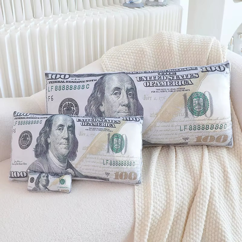 Two Sizes U.S. Dollar Plush Pillow Stuffed Currency Long Cushion Sleeping Bolster Head Support Plushie Present
