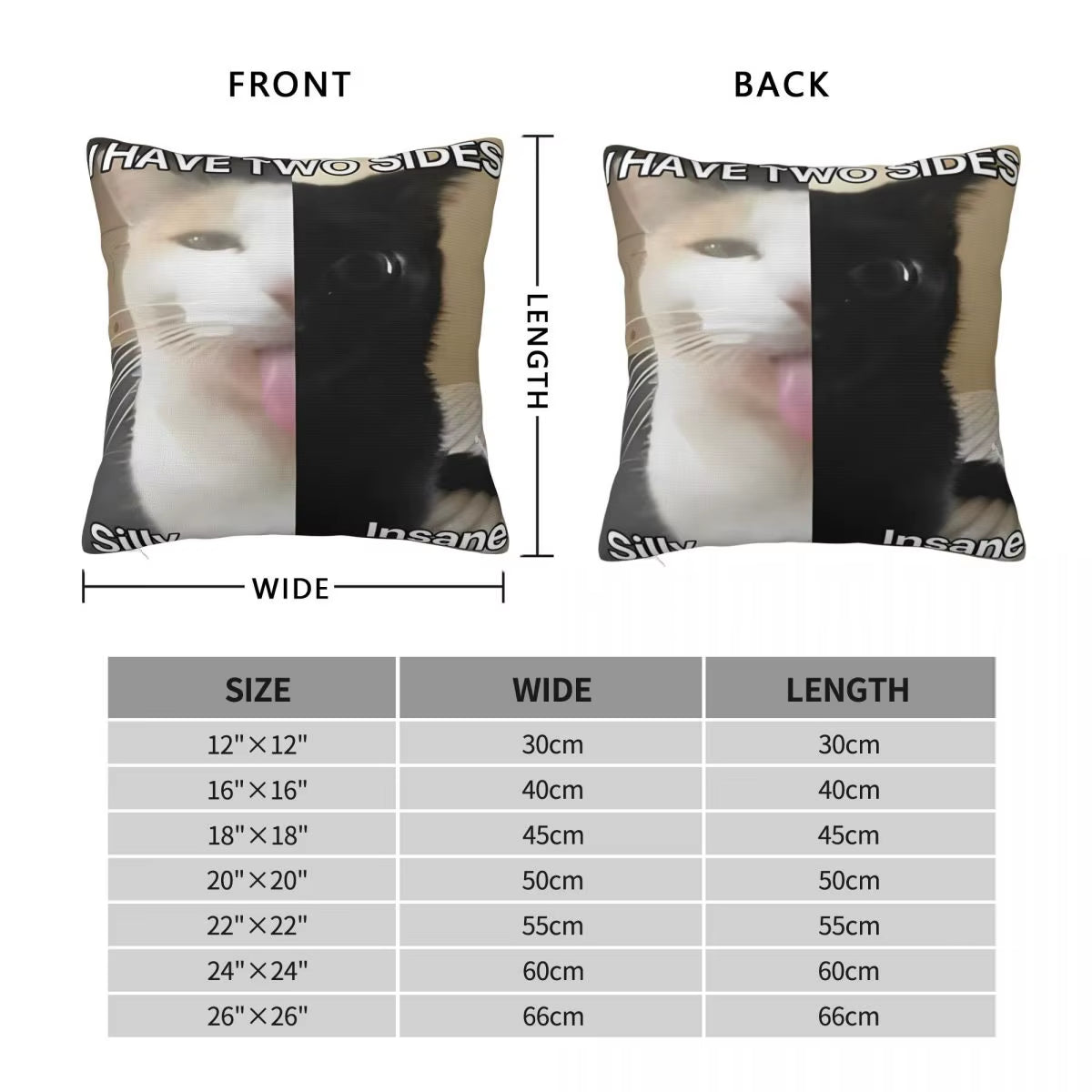 Unleash the Crazy Cat Vibes with Our Hilarious Two-Sided Silly Insane Cat Meme Pillow Cover - Perfect for Any Home Décor!