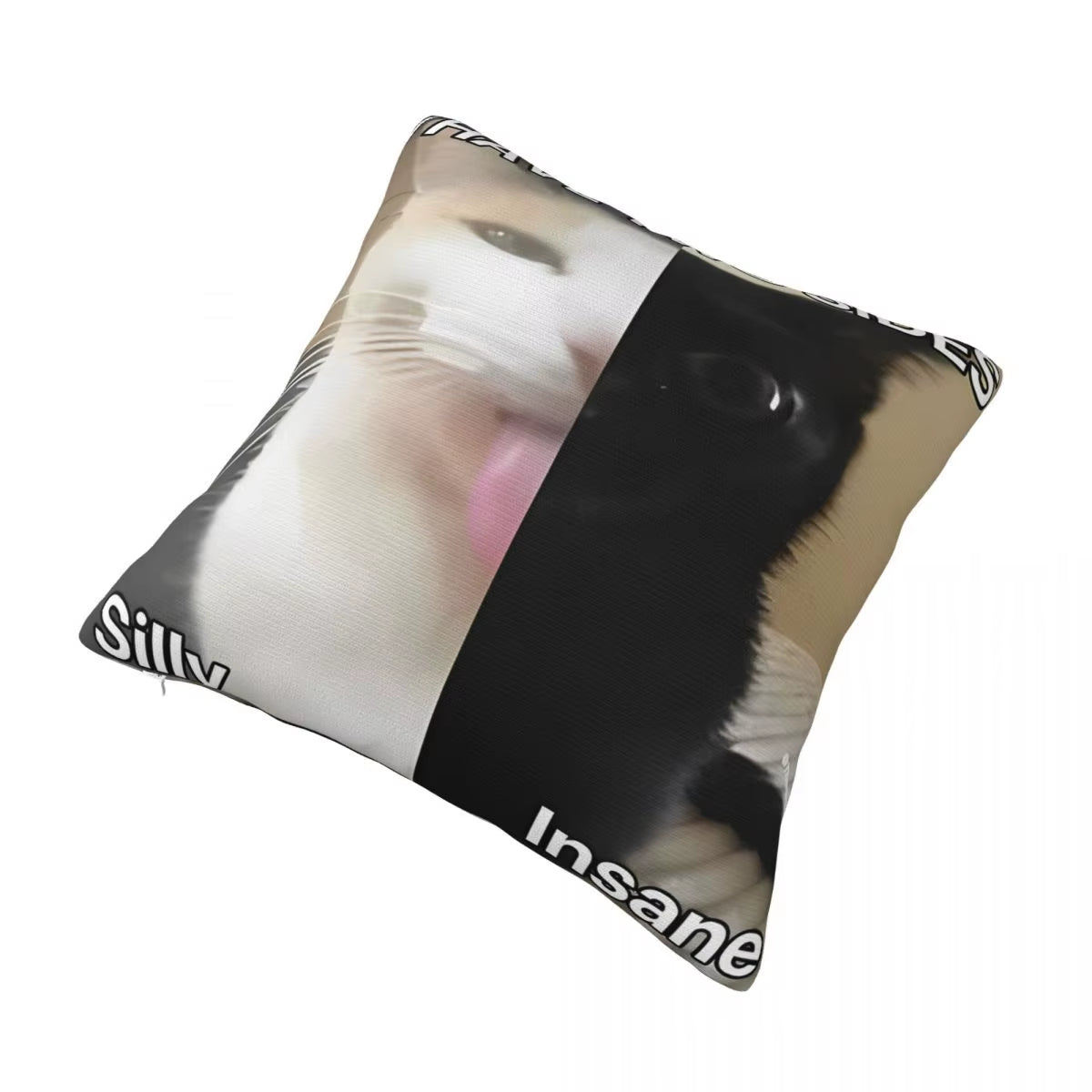 Unleash the Crazy Cat Vibes with Our Hilarious Two-Sided Silly Insane Cat Meme Pillow Cover - Perfect for Any Home Décor!
