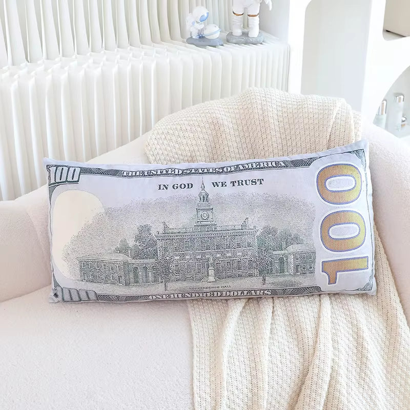 Two Sizes U.S. Dollar Plush Pillow Stuffed Currency Long Cushion Sleeping Bolster Head Support Plushie Present