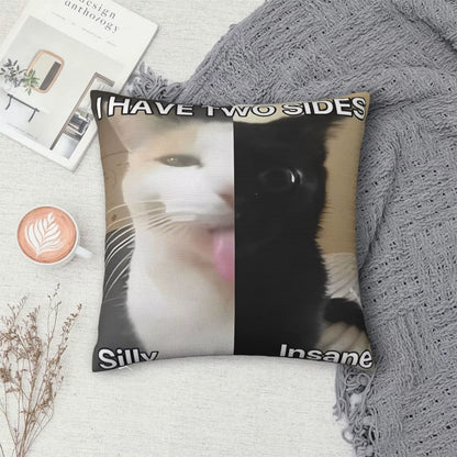Unleash the Crazy Cat Vibes with Our Hilarious Two-Sided Silly Insane Cat Meme Pillow Cover - Perfect for Any Home Décor!