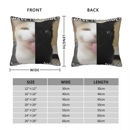 Unleash the Crazy Cat Vibes with Our Hilarious Two-Sided Silly Insane Cat Meme Pillow Cover - Perfect for Any Home Décor!